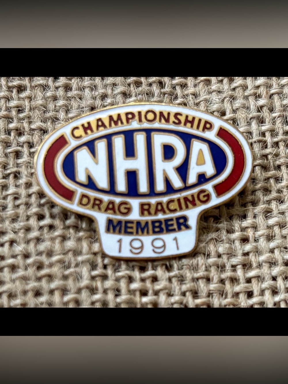 Vintage 1991 NHRA Championship Drag Racing Member Lapel Pin Small Collectible